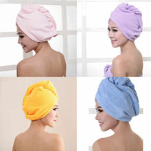 Load image into Gallery viewer, Large Women's Quick Super- Absorbent Dry Magic Hair TowelL Microfiber Hair Wrap Bath Towel Cap Hat