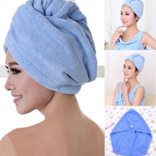 Load image into Gallery viewer, Large Women's Quick Super- Absorbent Dry Magic Hair TowelL Microfiber Hair Wrap Bath Towel Cap Hat